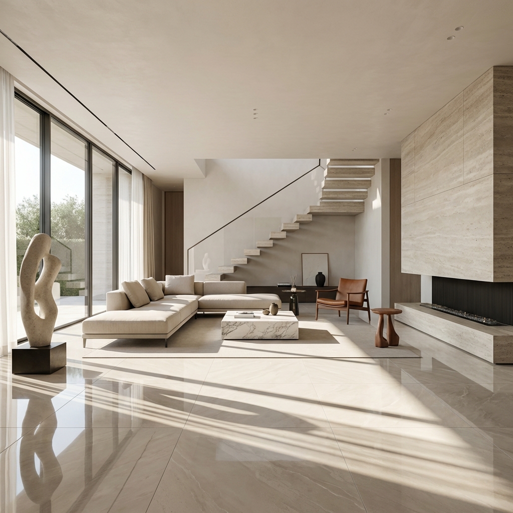 노블줄눈 프리미엄 거실 줄눈 시공 사례 - 고급스러운 타일 마감