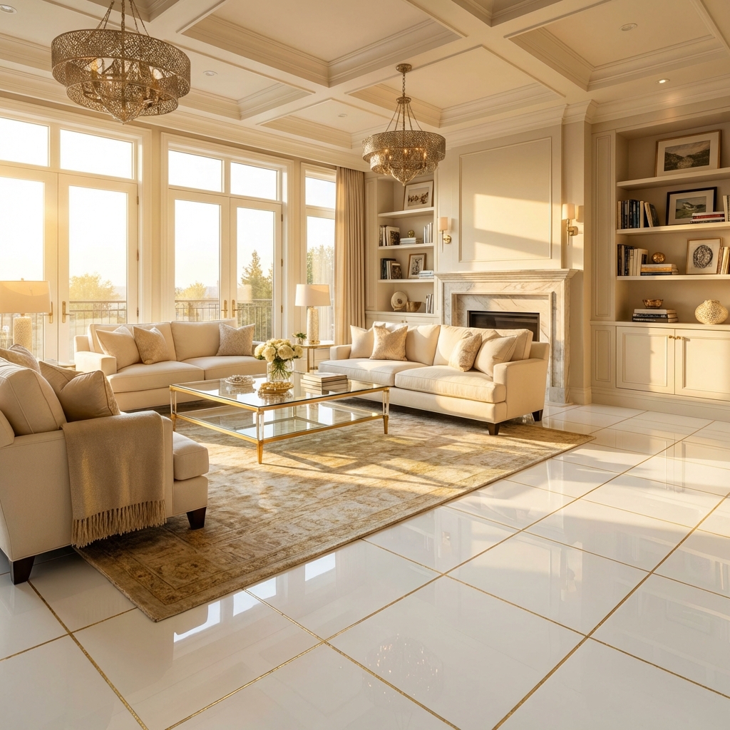 해운대 아이파크 거실 폴리싱 타일 줄눈 시공 후기